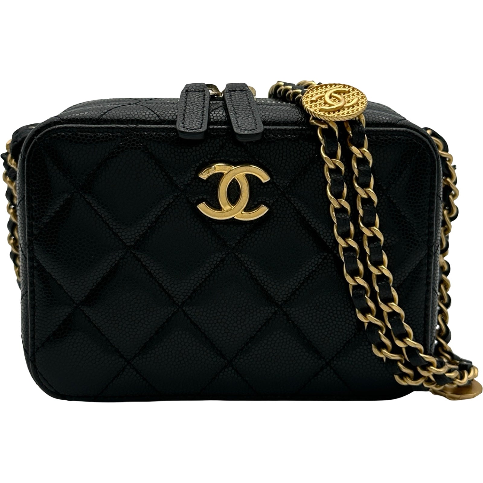 【中古】 CHANEL シャネル AP2858 マトラッセ ミニカメラ チェーンショルダーバッグ キャビアスキン ブラック レディース 25029392 KJ シャネル CHANEL マトラッセミニカメラチェーンショルダー AP2858