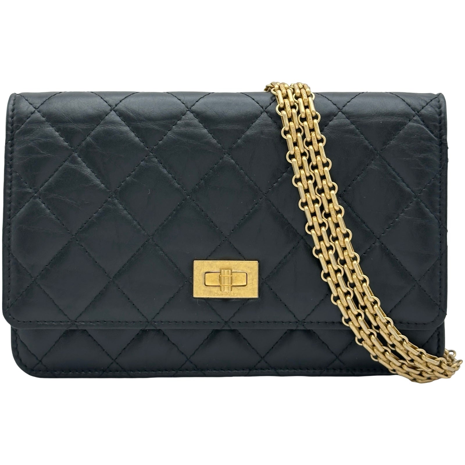 シャネル CHANEL 2.55チェーンウォレット A70328 ブラック/ゴールド