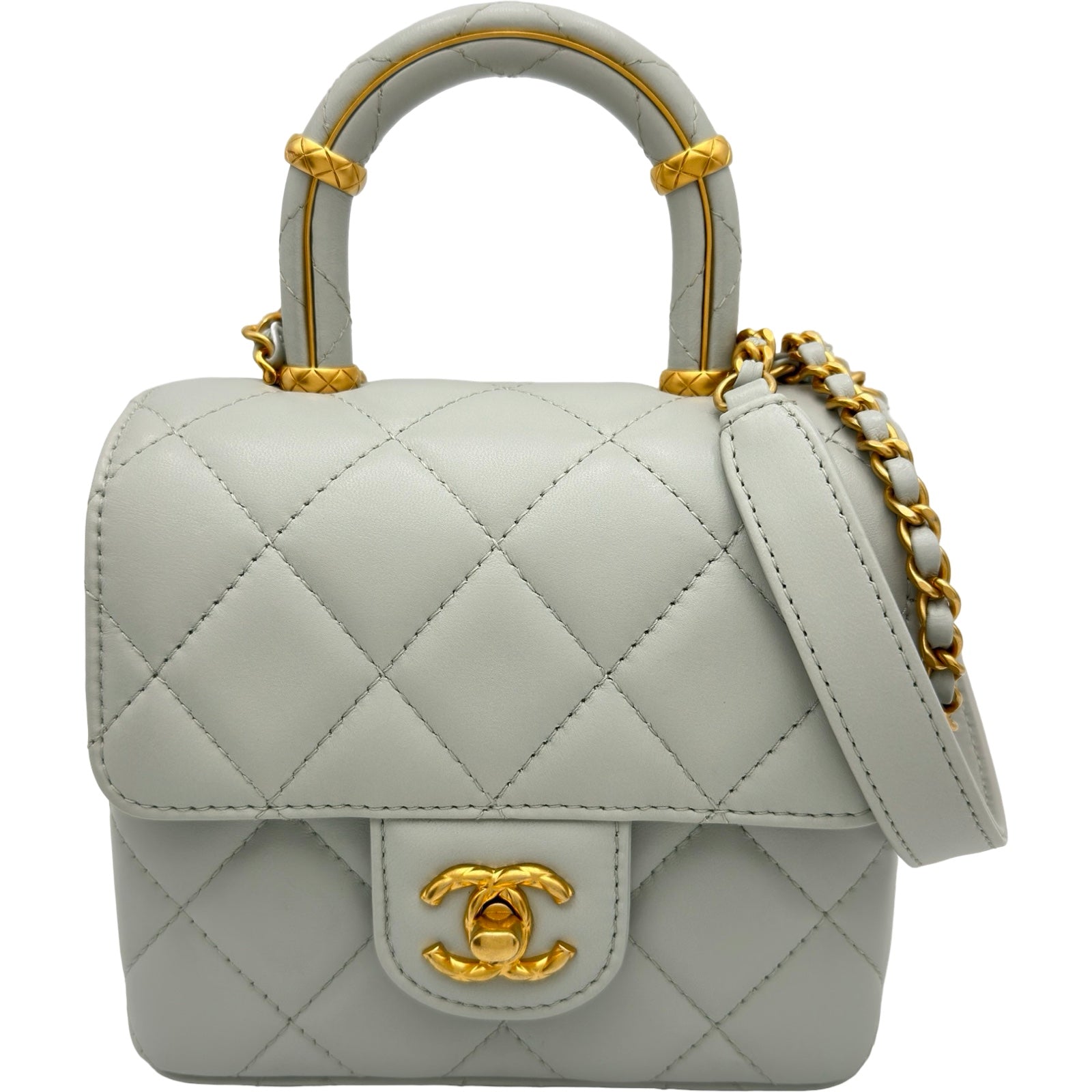 シャネル CHANEL トップハンドルショルダーバッグ AS4035 ライトグレー