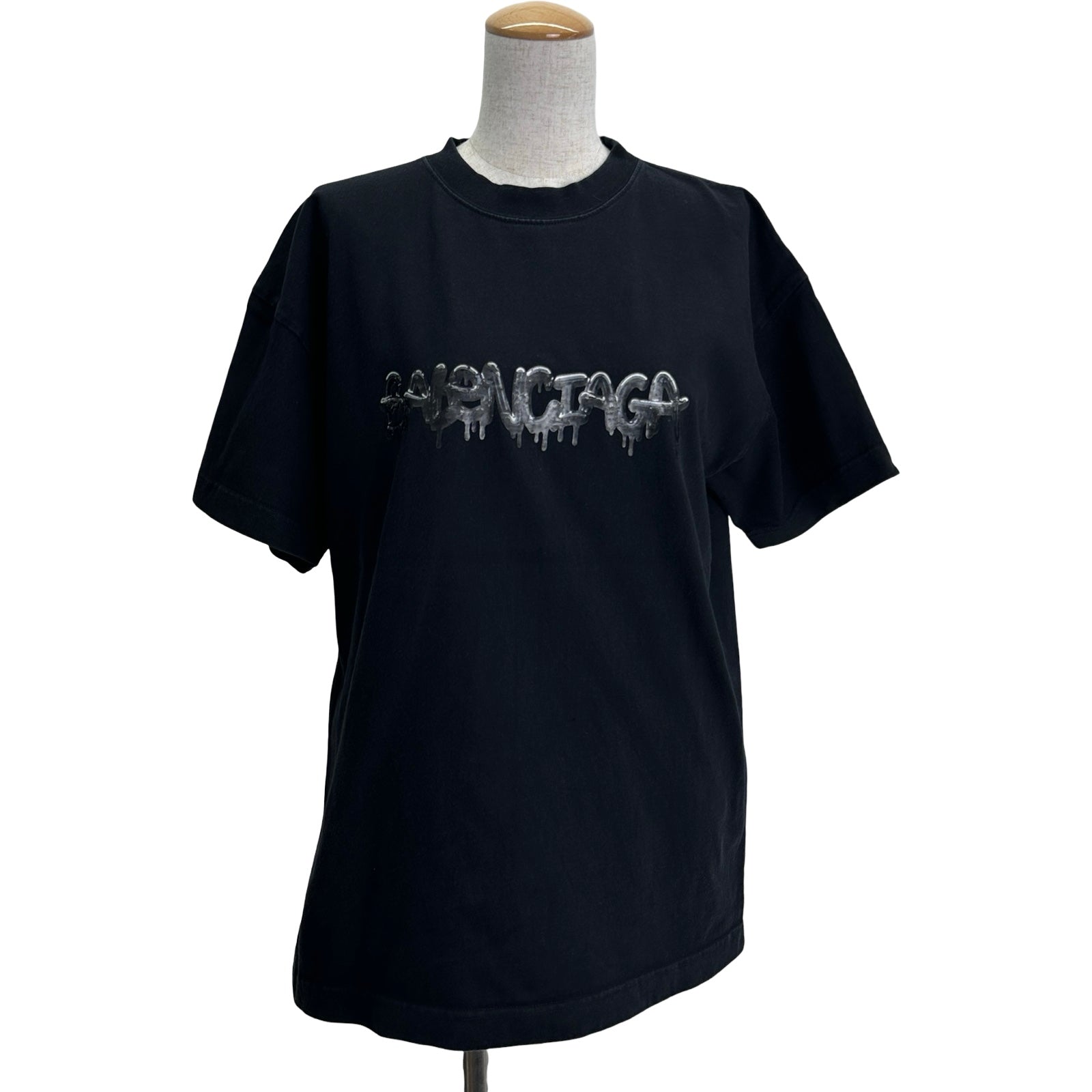 バレンシアガ BALENCIAGA スライムロゴ半袖シャツ 612965 ブラック バレンシアガ BALENCIAGA スライムロゴ半袖シャツ 612965 ブラック