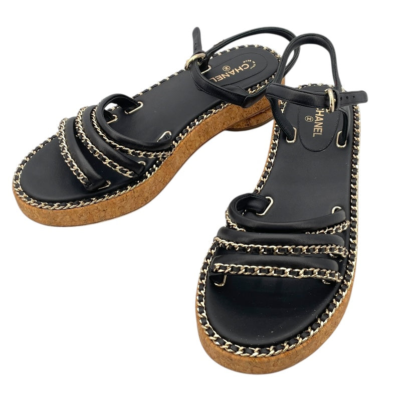 CHANEL ブラック ストラップサンダル 中古・古着通販】CHANEL