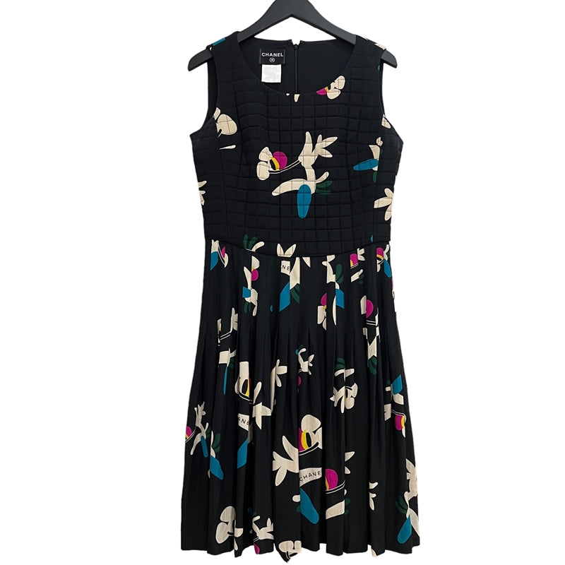 シャネル CHANEL チョコバーステッチ総柄ワンピース 42 ブラック  