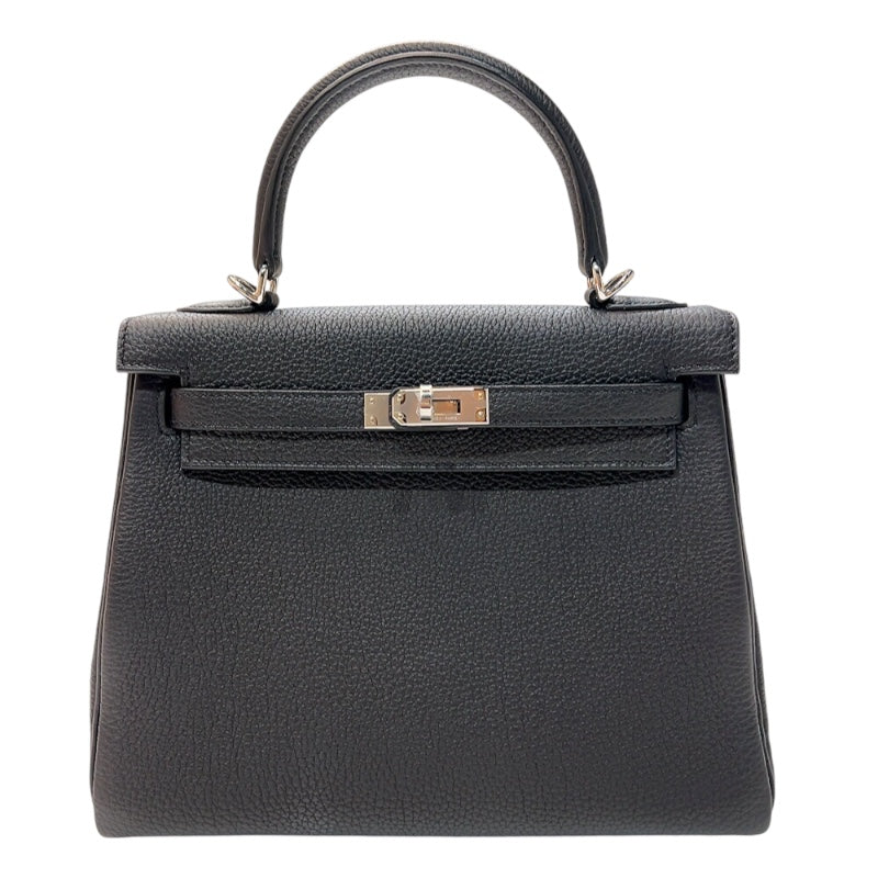 エルメス HERMES ケリー25 内縫い W刻印 (2024年製) ブラック シルバー