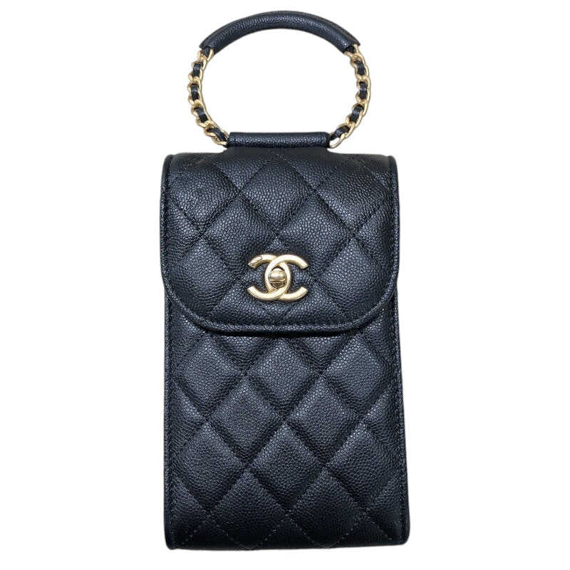 シャネル CHANEL マトラッセハンドフォンケース ブラック/ゴールド金具 キャビアスキン レディース その他小物 | 中古ブランドリユースショップ  OKURA(おお蔵)