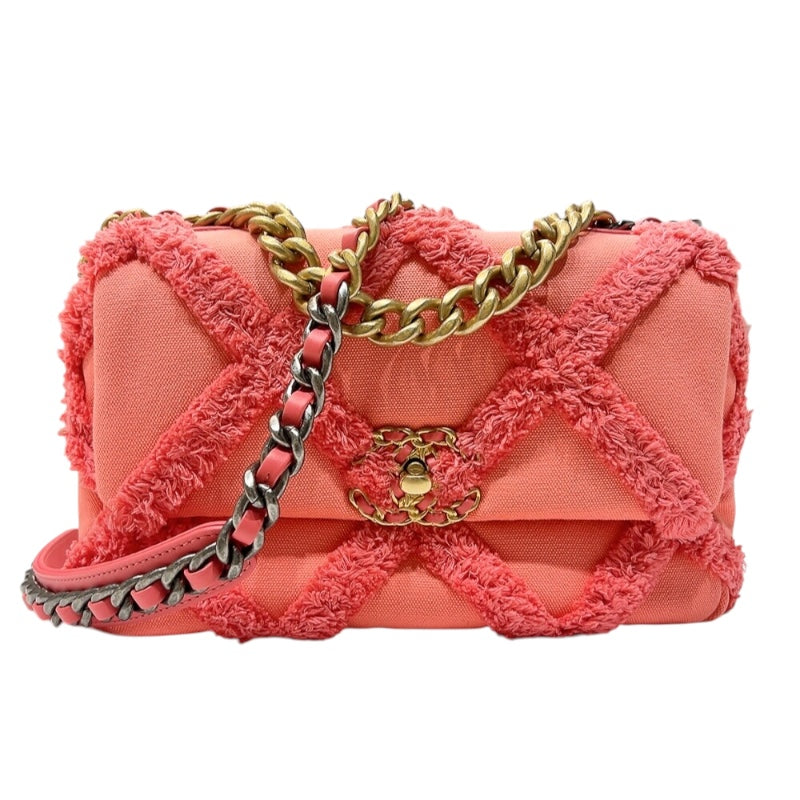 シャネル CHANEL CHANEL19フラップバッグ AS1160 ピンク　ゴールド・シルバー金具  キャンバス レディース ショルダーバッグ シャネル CHANEL CHANEL19フラップバッグ AS1160 ピンク ゴールド