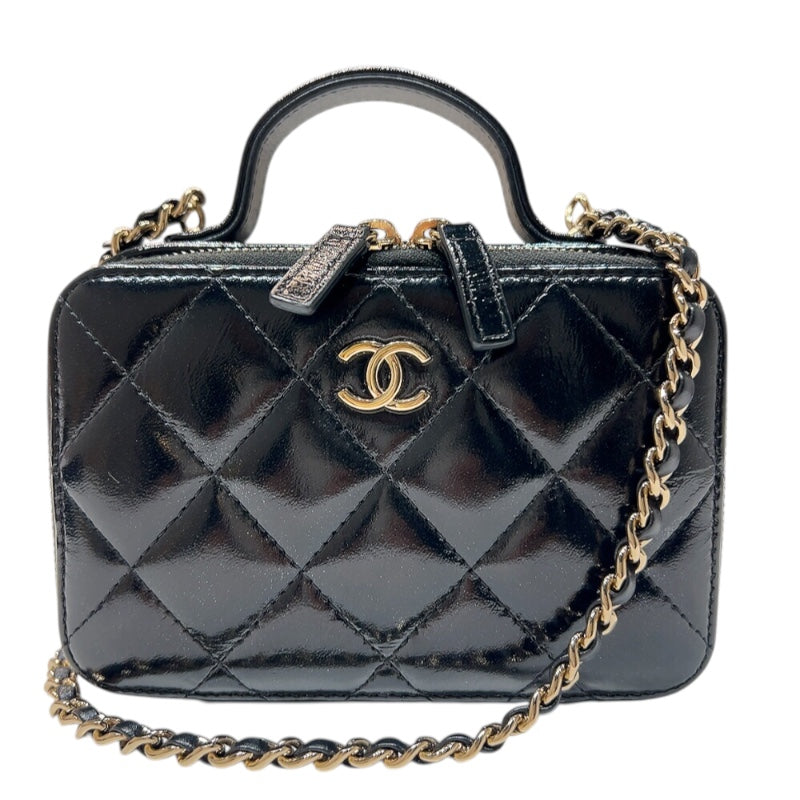 シャネル CHANEL マトラッセ トップハンドルバニティ ブラック ゴールド金具 カーフスキン レディース ショルダーバッグ |  中古ブランドリユースショップ OKURA(おお蔵)