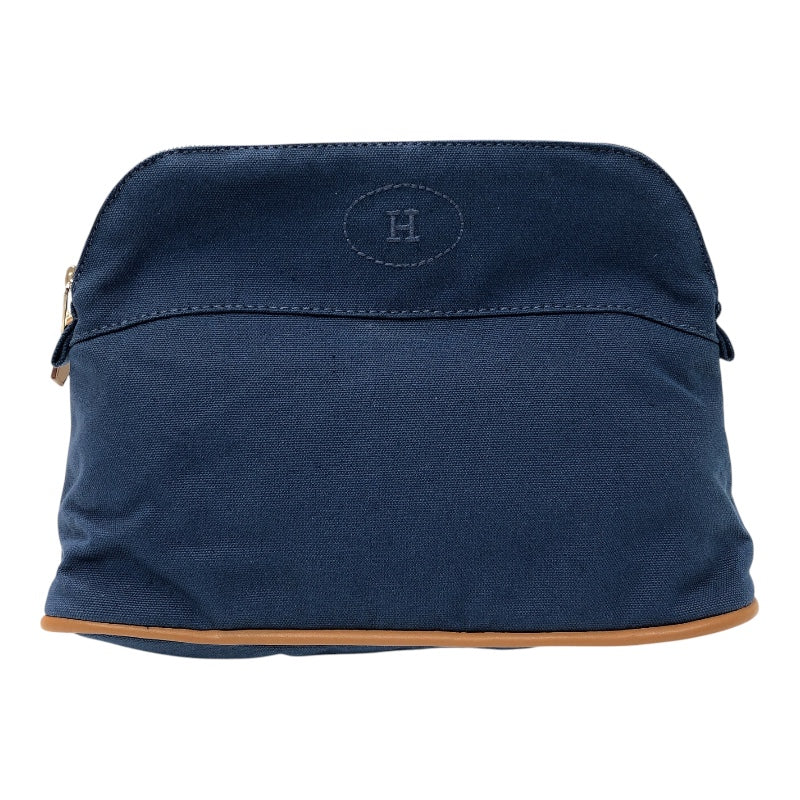 エルメス　ボリード　ポーチ　ブルー エルメス HERMES ボリードポーチ25 シルバー金具 キャンバス