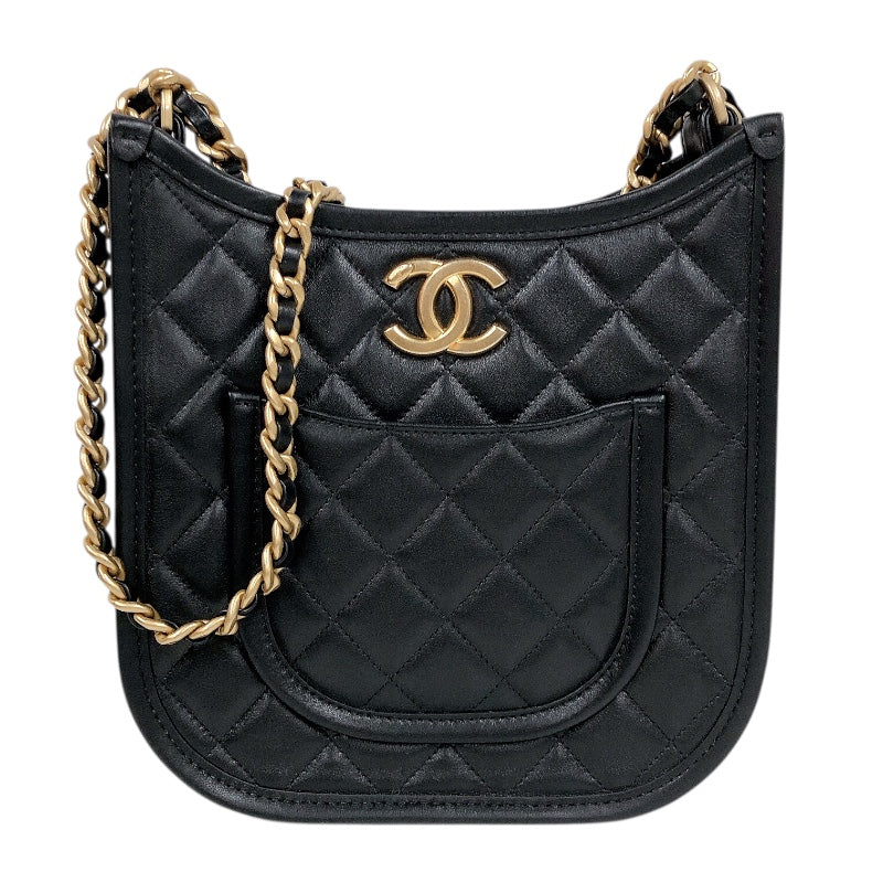 シャネル CHANEL マトラッセ ホーボー AS4532 ブラック ゴールド金具