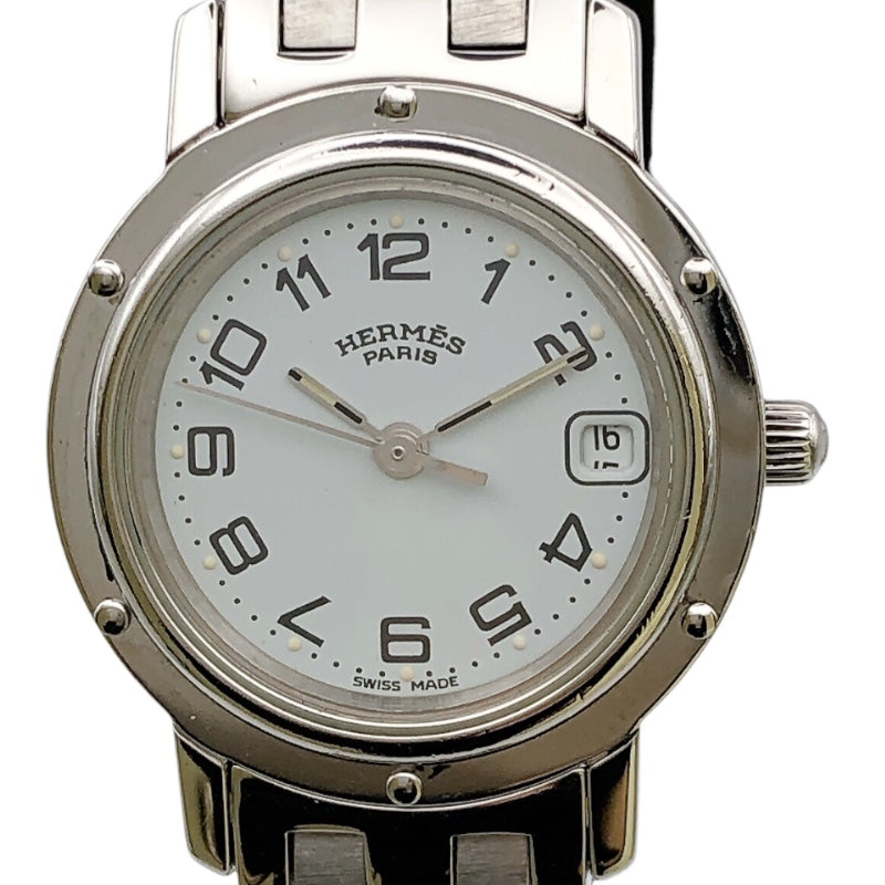 エルメス HERMES クリッパー CL4210 ホワイト ステンレススチール
