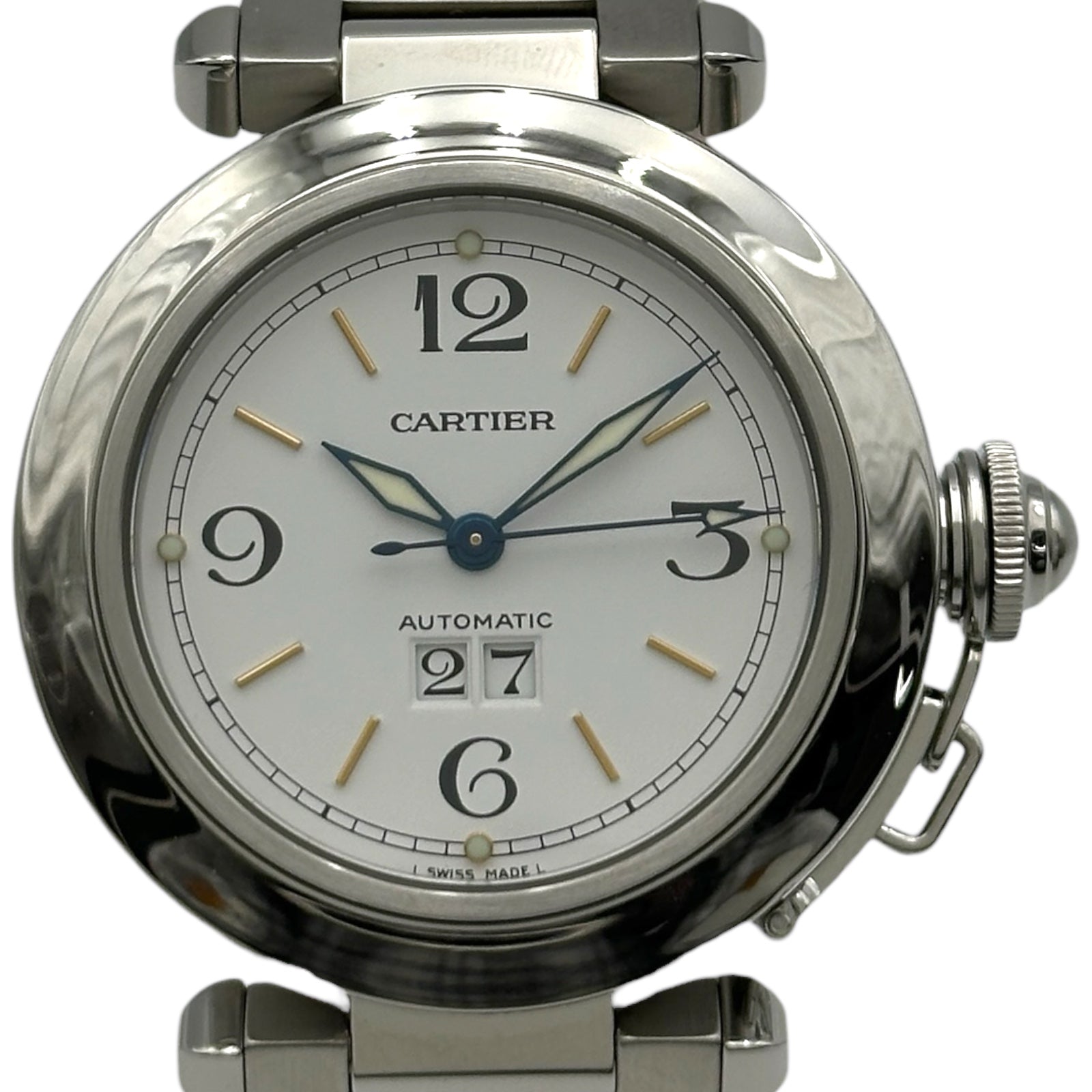 カルティエ Cartier パシャC ビッグデイト W31044M7 ホワイト 