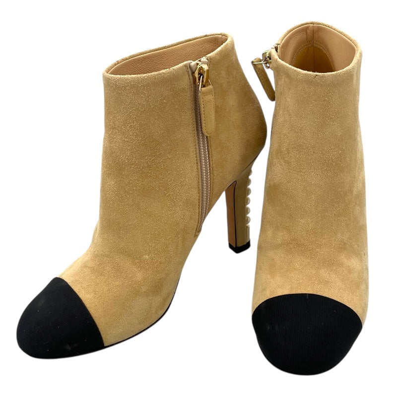 シャネル CHANEL パール装飾ショートブーツ G32752 ベージュ