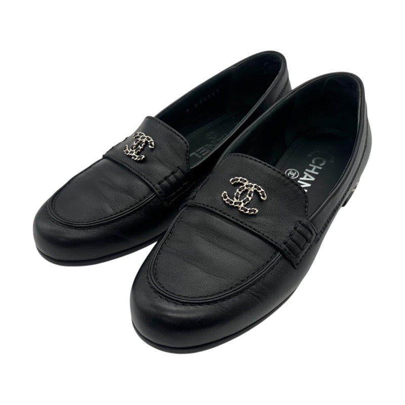 シャネル CHANEL ココマーク チェーン ローファー レザー シルバー金具