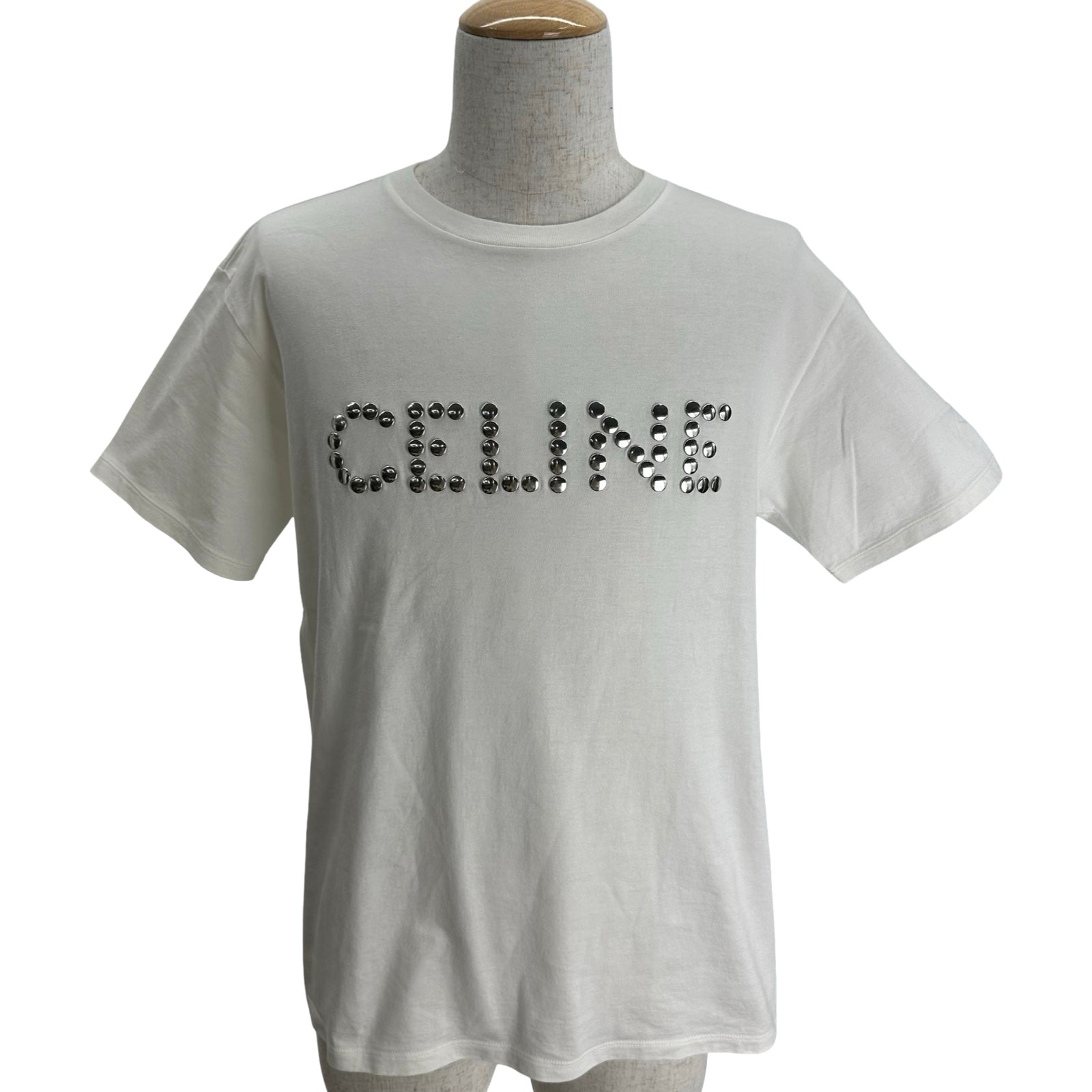 セリーヌ CELINE スタッズロゴ半袖Tシャツ 2X50C671Q ホワイト