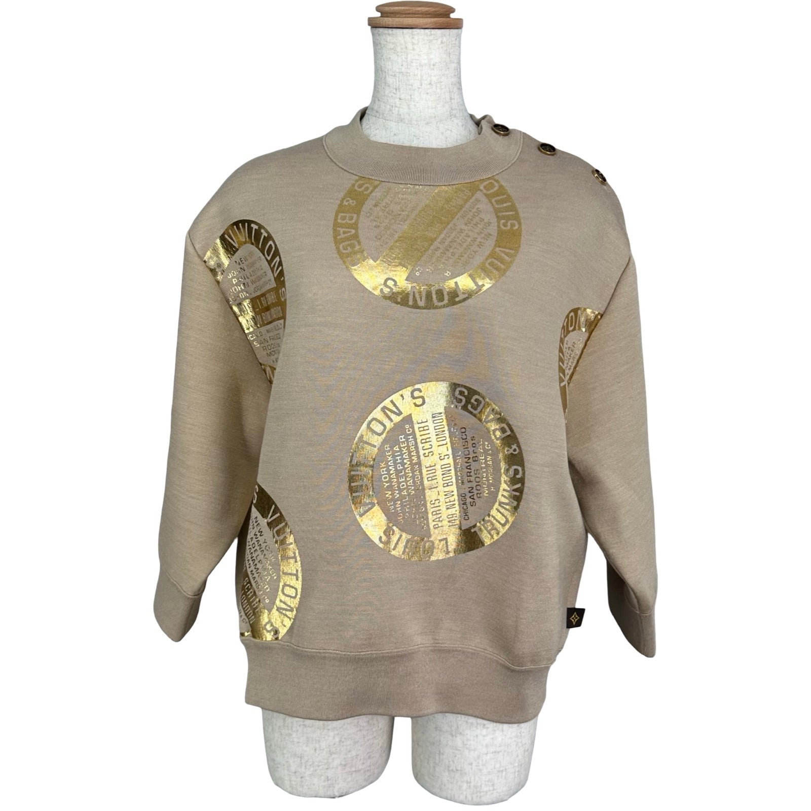 ルイ・ヴィトン LOUIS VUITTON ロゴプリントスウェットシャツ FJKL37YDX ベージュ ナイロン/シルク レディース スウェット ルイ・ヴィトン LOUIS VUITTON ロゴプリントスウェットシャツ