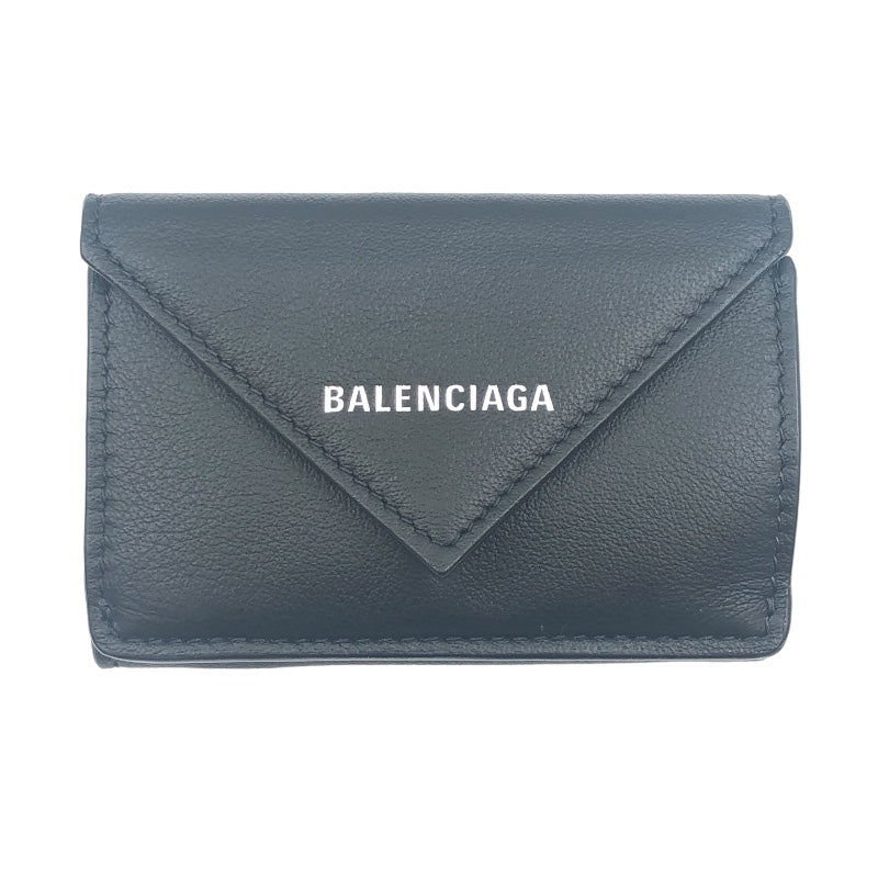 バレンシアガ BALENCIAGA ペーパーミニウォレット 391446 ブラック レザー メンズ 三つ折り財布 | 中古ブランドリユースショップ  OKURA(おお蔵)