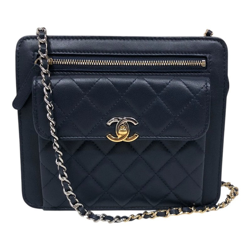 CHANEL オールドシャネル マトラッセ ショルダーバッグ ネイビー シャネル CHANEL マトラッセ チェーンショルダーバッグ 27番台
