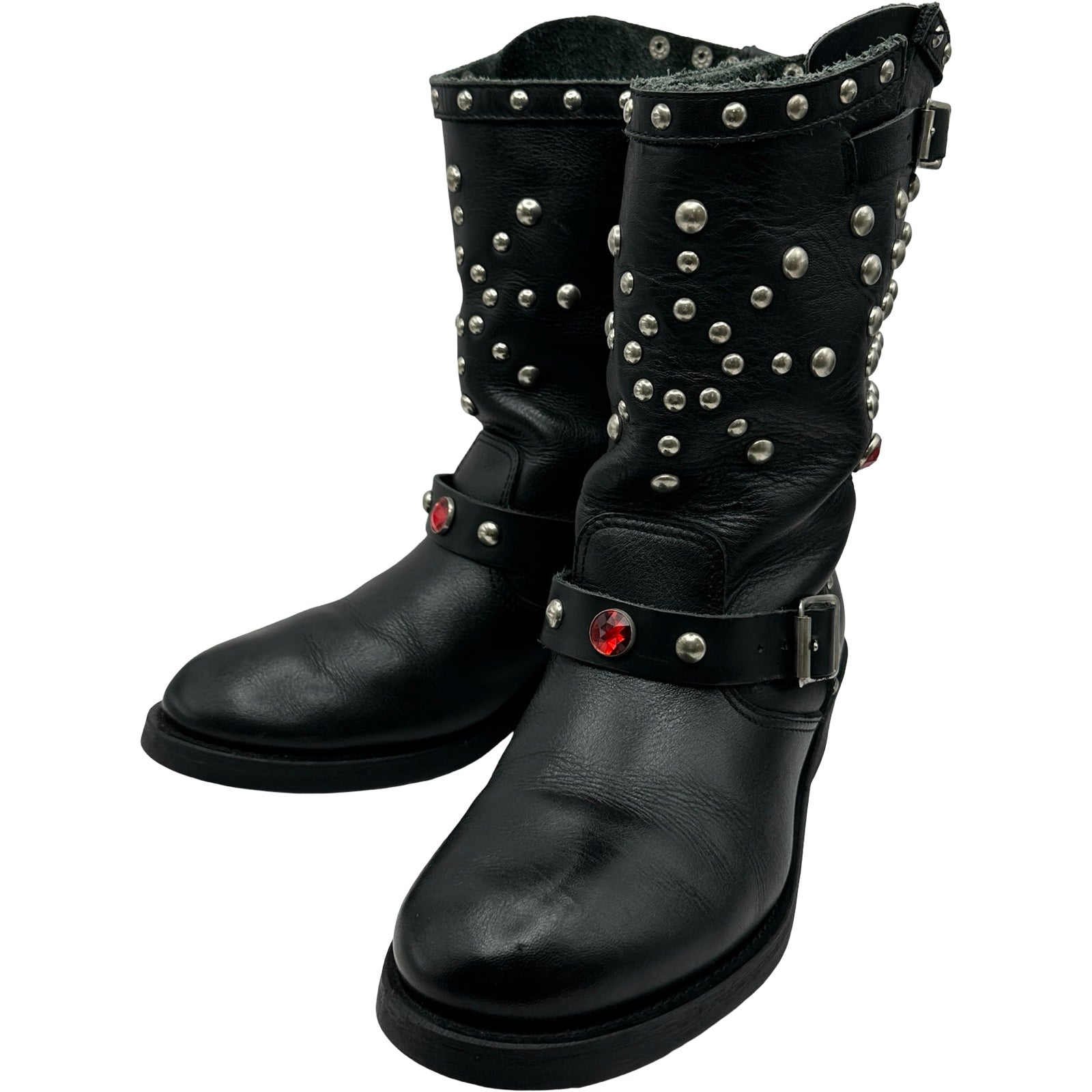 【美品・希少】MANAマナ レザー エンジニアブーツ スタッズ装飾　サイズ35 JUNYA WATANABE MAI スタッズ装飾レザーエンジニアブーツ ブラック