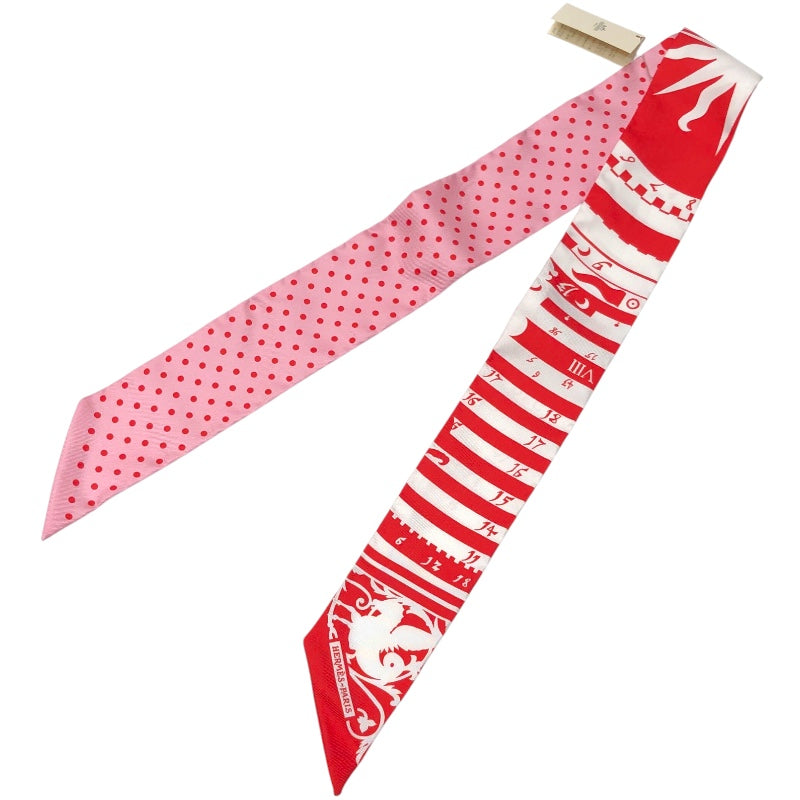 【極美品】エルメス ASTROLOGIE DOT ツイリー リボンスカーフ エルメス HERMES ツイリー ASTROLOGIE A POIS ホワイト シルク