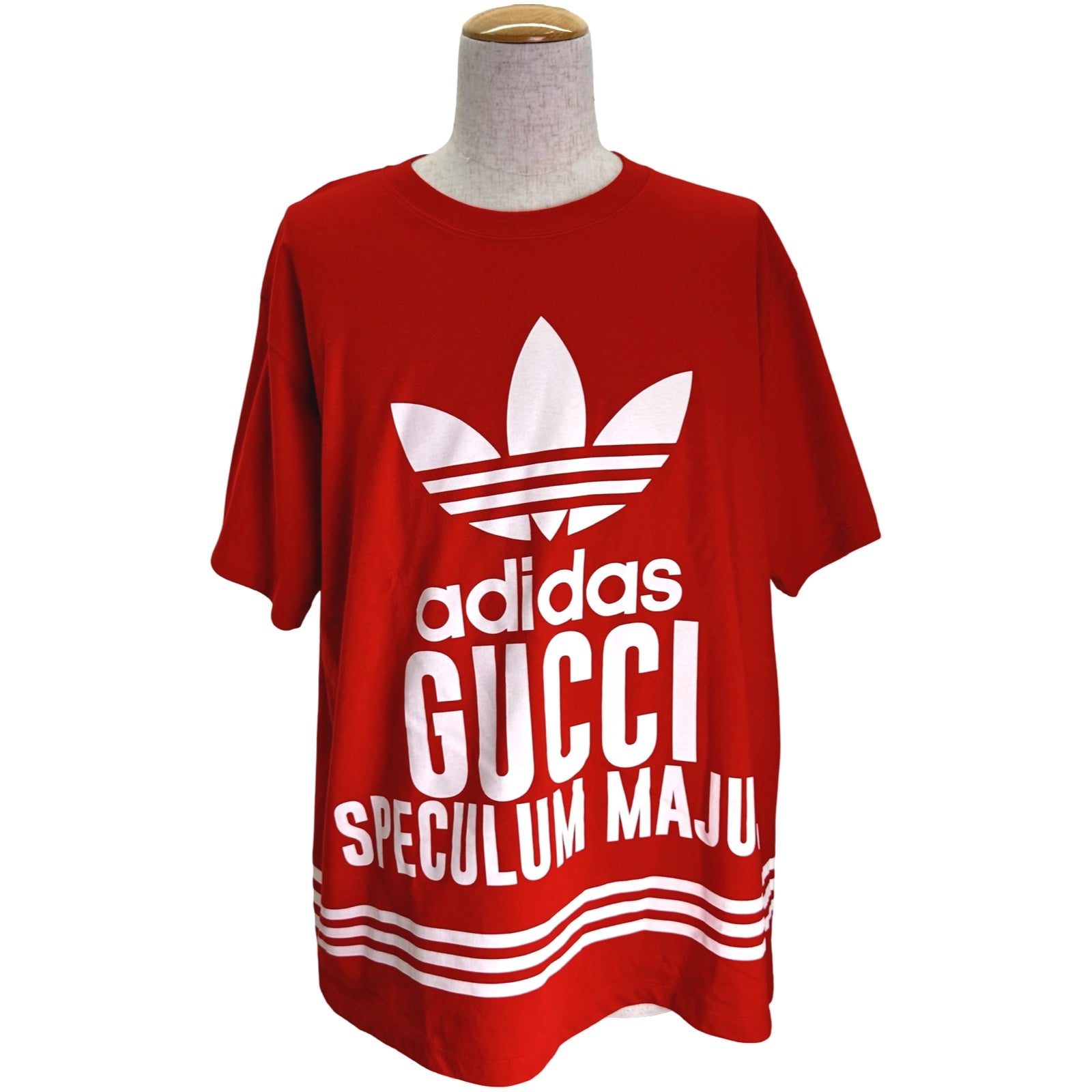 グッチ GUCCI ×adidas ロゴプリント半袖Tシャツ 616036 レッド