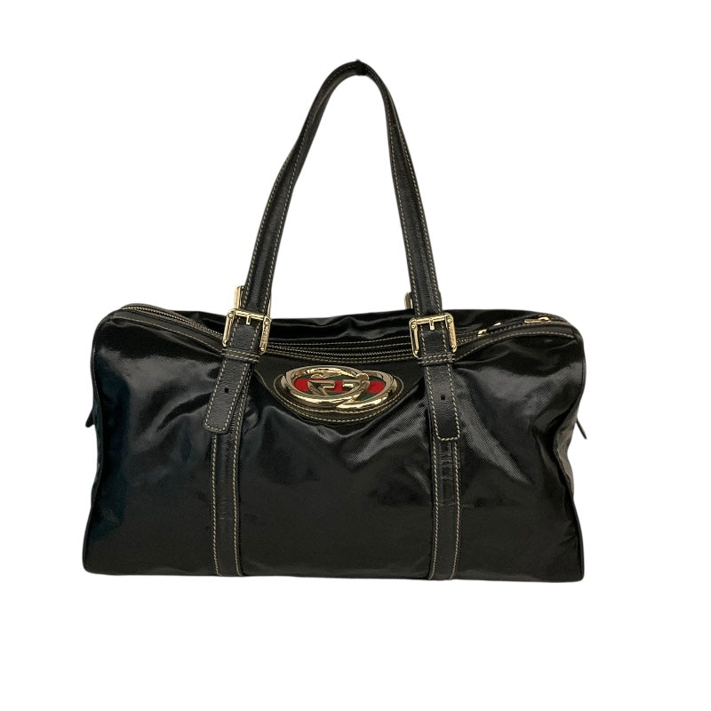 グッチ GUCCI ｲﾝﾀｰﾛｯｷﾝｸﾞG ｽﾓｰﾙﾎﾞｽﾄﾝﾊﾞｯｸﾞ 170010 ブラック エナメル