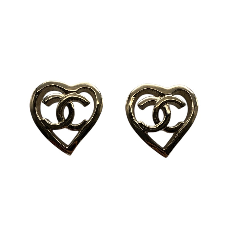 CHANEL ハートピアス シャネル CHANEL ココマークハートピアス メタル アクセサリー | 中古