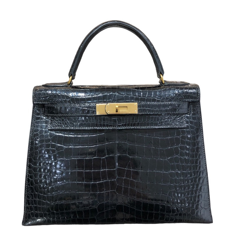 エルメス HERMES ケリー28 外縫い 〇U刻印 ブラック ポロサス