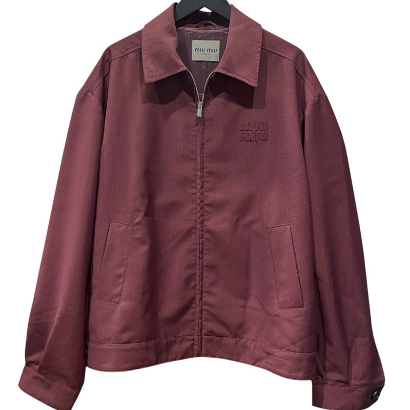 ミュウミュウ miu miu ロゴパッチブルゾンジャケット ML1041 ブラウン