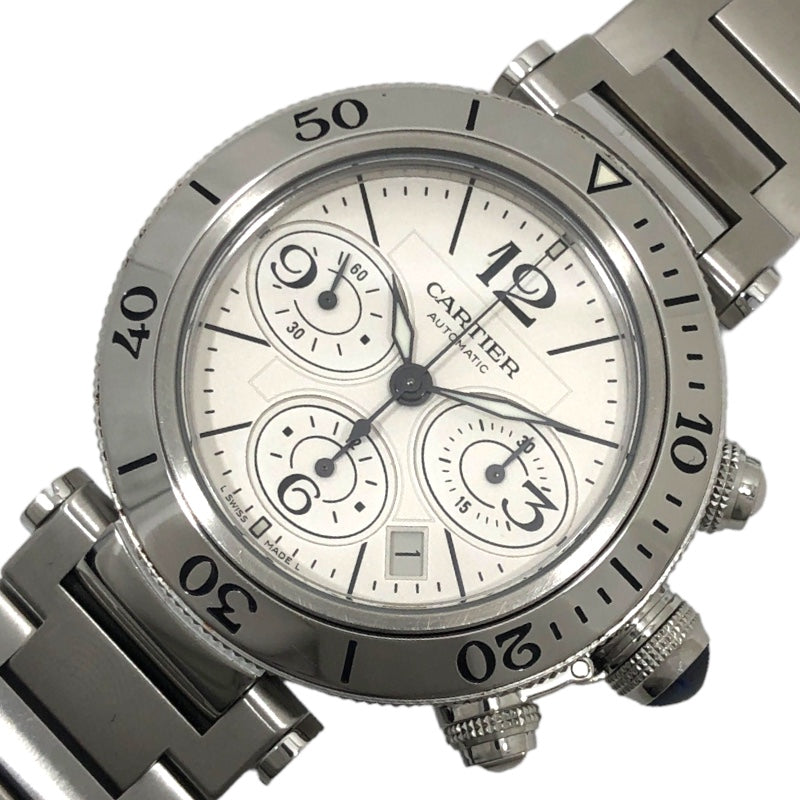 カルティエ Cartier パシャ シータイマー クロノグラフ W31089M7 シルバー文字盤 SS メンズ 腕時計 |  中古ブランドリユースショップ OKURA(おお蔵)