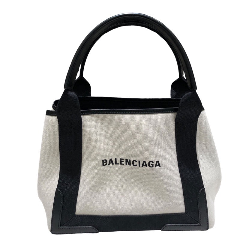 バレンシアガ BALENCIAGA ネイビーカバス S ホワイト/ブラック キャンバス レディース ハンドバッグ | 中古ブランドリユースショップ  OKURA(おお蔵)