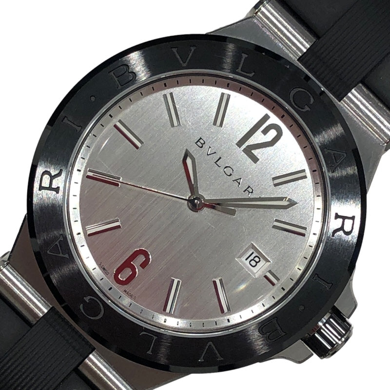 ブルガリ BVLGARI ディアゴノ DG42SC シルバー SS/ラバーベルト 自動