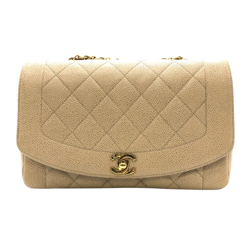 シャネル CHANEL ダイアナ25 A01165 ベージュ×ゴールド金具 キャビアスキン レディース ショルダーバッグ シャネル CHANEL ダイアナ25 A01165 ベージュ×ゴールド金具 キャビア