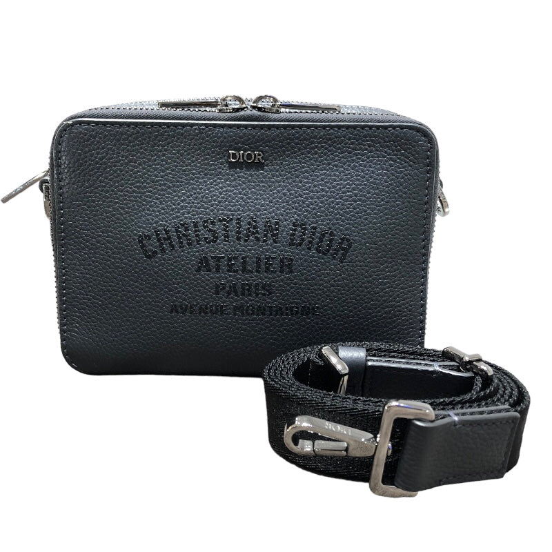 クリスチャン・ディオール Christian Dior メッセンジャーバッグ 2DSBC119MAT グレー レザー メンズ ショルダーバッグ