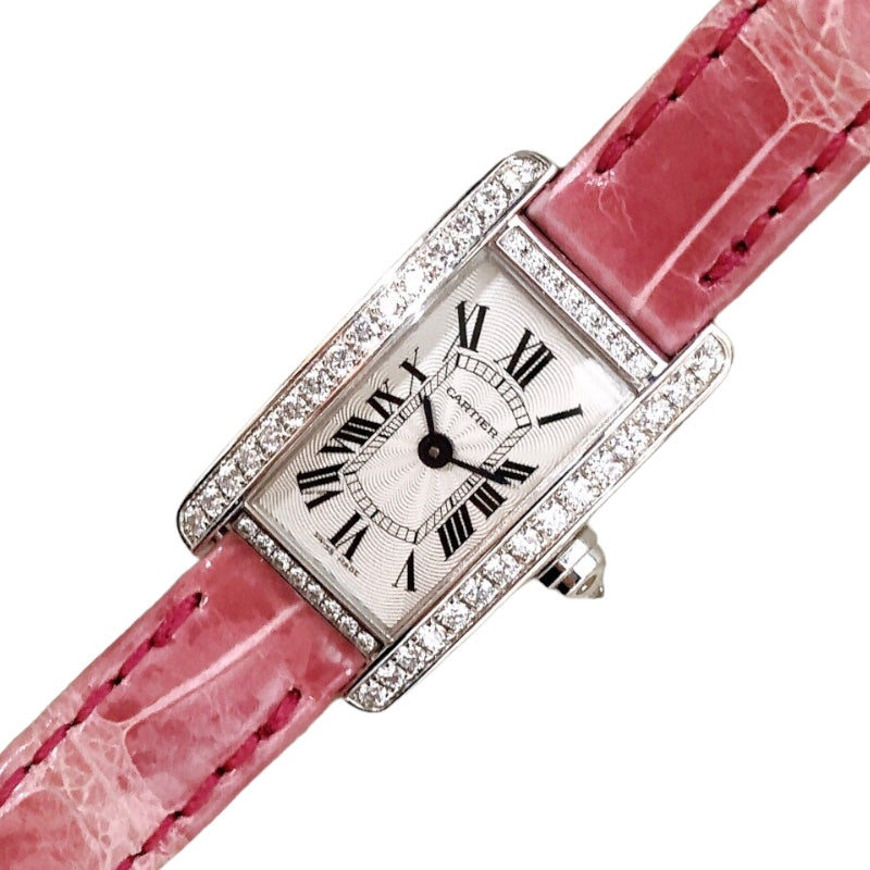 カルティエ Cartier タンクアメリカン ミニ WB710015 K18ホワイトゴールド レディース 腕時計