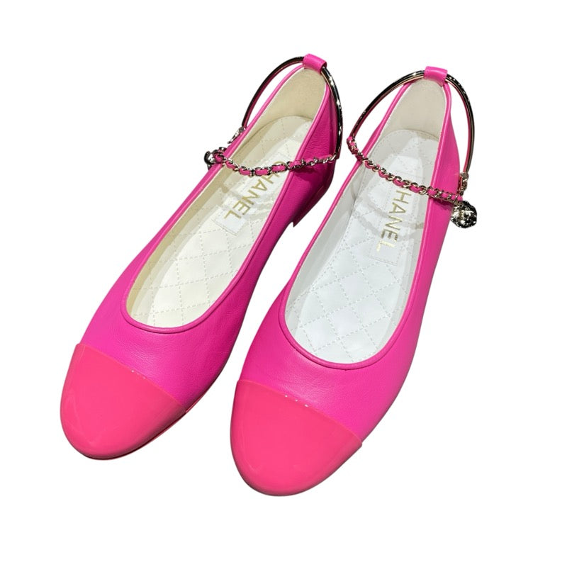 シャネル CHANEL パレリーナ フラット パンプス G38986 ピンク レザー