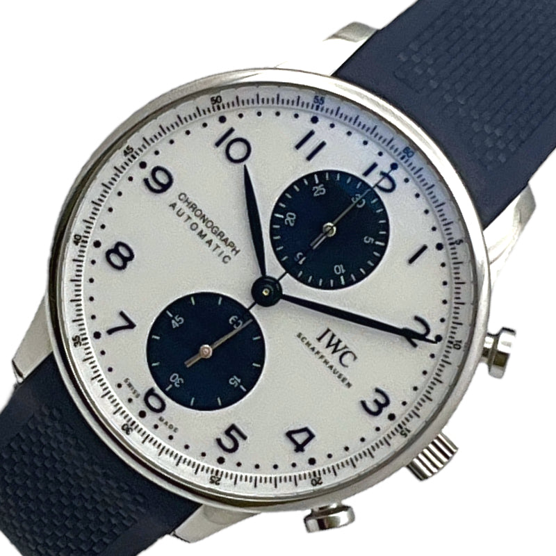インターナショナルウォッチカンパニー IWC ポルトギーゼ クロノグラフ IW371620 ホワイト×ブルー ステンレススチール 自動巻き メンズ  腕時計