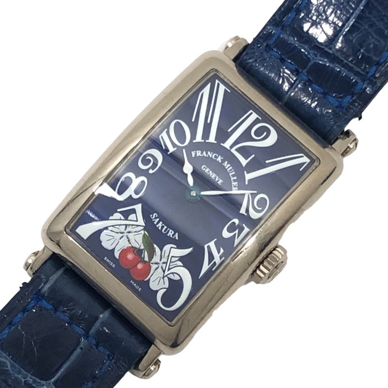 フランク・ミュラー FRANCK MULLER ロングアイランド サクラ 902QZ SAKURA ブルー文字盤 K18WG/レザーストラッ |  中古ブランドリユースショップ OKURA(おお蔵)