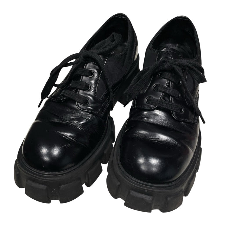 プラダ モノリス ナッパレザー レースアップ スニーカー37.5 プラダ PRADA モノリス レースアップ 2EE342 ブラック レザー メンズ