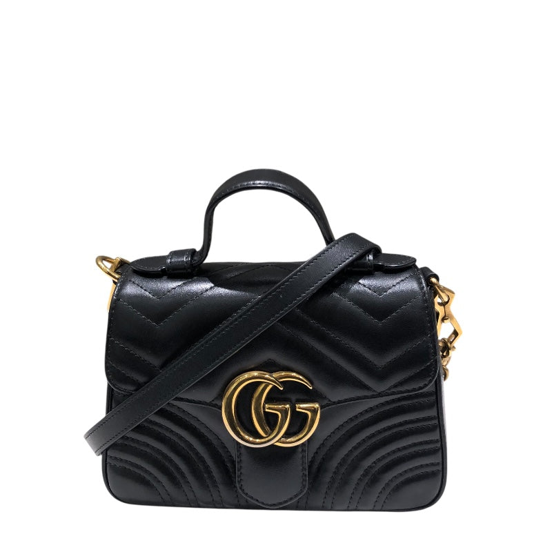 美品【グッチ】GGマーモント トップハンドル ショルダーバッグ GUCCI グッチ GGマーモント トップハンドルバッグ ハンドバッグ