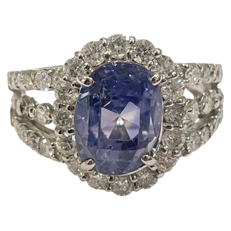 サファイア非加熱リング Pt950/サファイア/ダイヤモンド ジュエリー