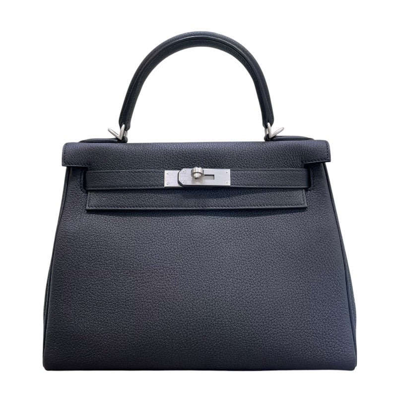 エルメス HERMES ケリー28 W刻印 ブラック×マットシルバー金具