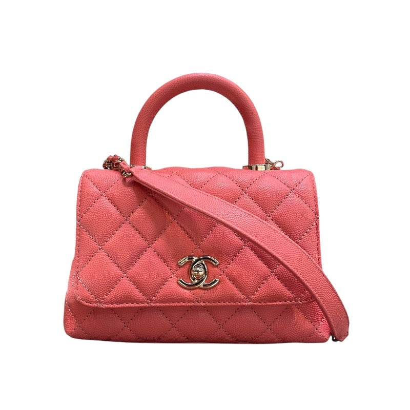 シャネル CHANEL ココハンドルXXS AS2215 ブラック・レインボー/ゴールド金具 ショルダーバッグ レディース 中古 シャネル CHANEL ココハンドルXXS AS2215 ピンク x ゴールド金具