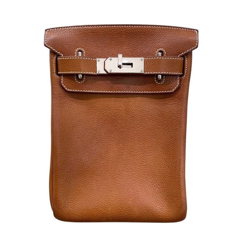 HERMES、ブラウンレザー ボディバッグ フラップポケット