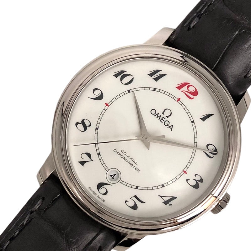 オメガ OMEGA デビル 424.53.40.20.04.002 ホワイト K18WG/革ベルト