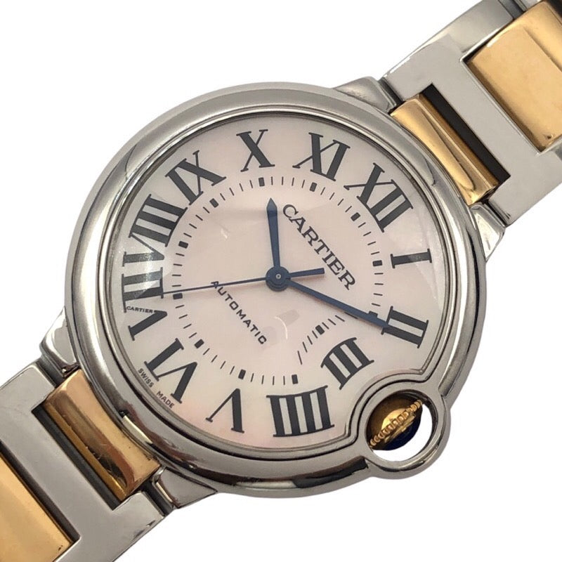カルティエ Cartier バロンブルー ドゥ カルティエ W6920033 ピンクシェル文字盤 PG/SS 自動巻き レディース 腕時計