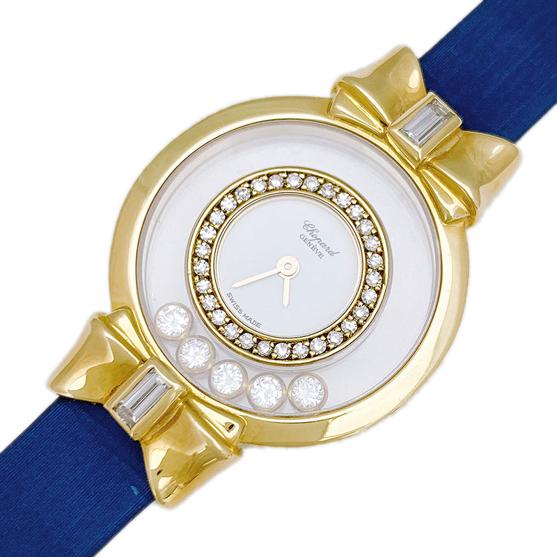 ショパール Chopard ハッピーダイヤモンド リボン 20/5334 YG/純正革ベルト GF尾錠 クオーツ レディース 腕時計