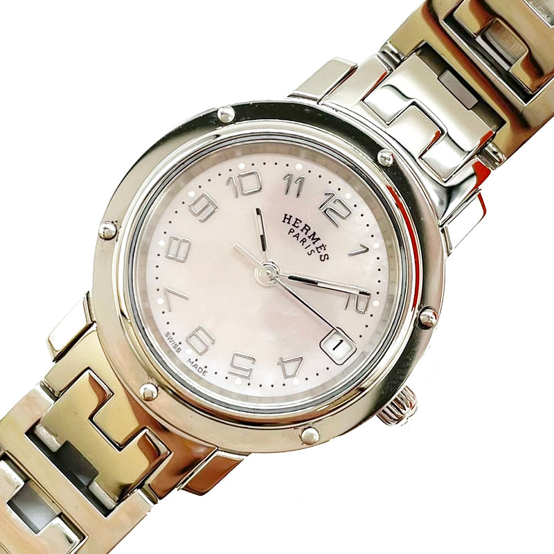 エルメス クリッパー ピンクシェル CL4.210 ステンレススチール 腕時計