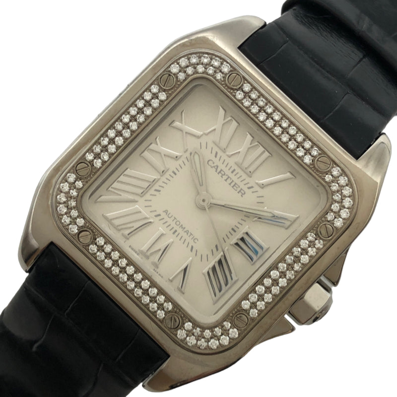 カルティエ Cartier サントス100 MM WM50460M ホワイト K18ホワイトゴールド 自動巻き レディース 腕時計