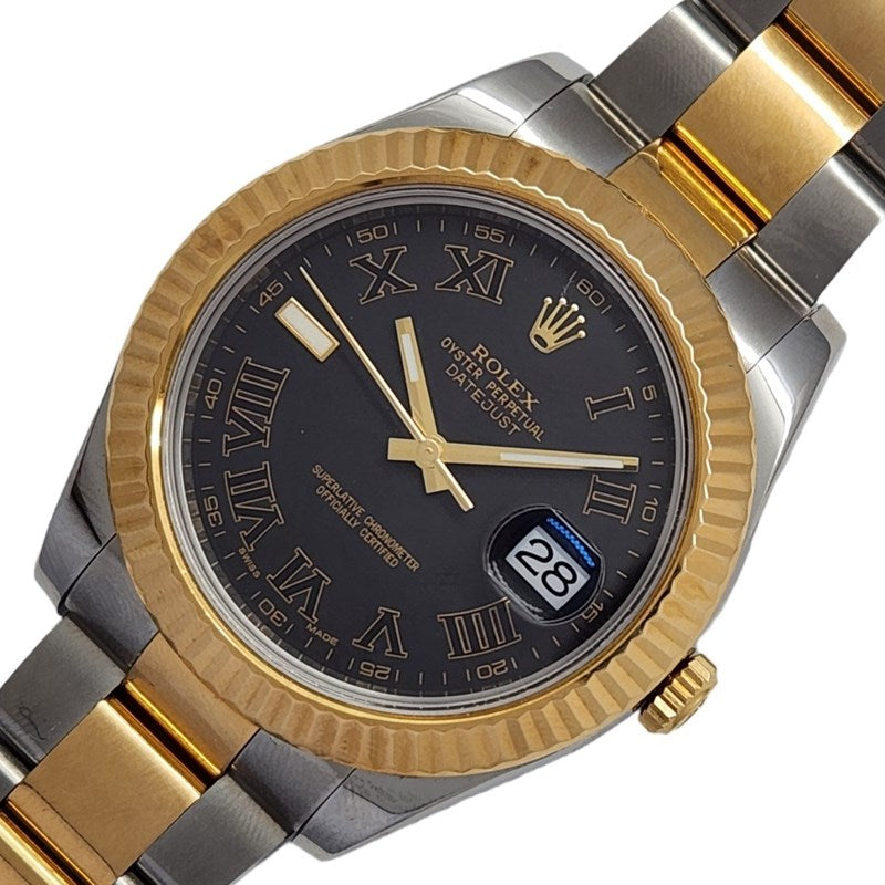 ロレックス ROLEX デイトジャスト2 ローマ ランダムシリアル 116333 グレー K18YG/SS 自動巻き メンズ 腕時計