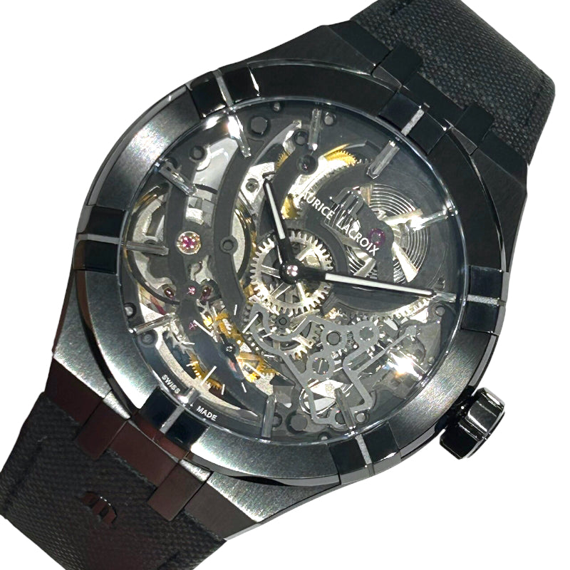 モーリス・ラクロア MAURICE LACROIX アイコン オートマティック スケルトンブラック 世界250本限定 AI6028-PVB01-030-1 ブラック  ステンレススティール（ブラックPVD） 自動巻き メンズ 腕時計