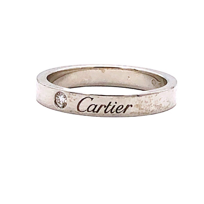 カルティエ Cartier Pt950 ダイヤ1P エングレーブド リング